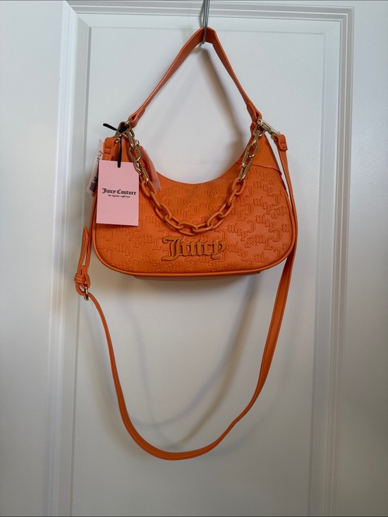 Juicy Couture Handbags - Juicy Couture Bright Orange Embossed Hobo/Shoulder Bag with Chain